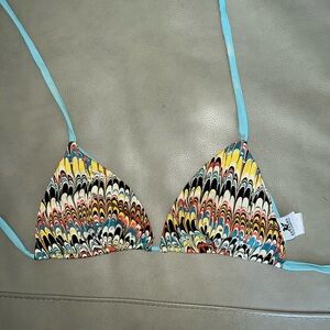 Sauvage Rare Colorful Patterned Bikini Top Large